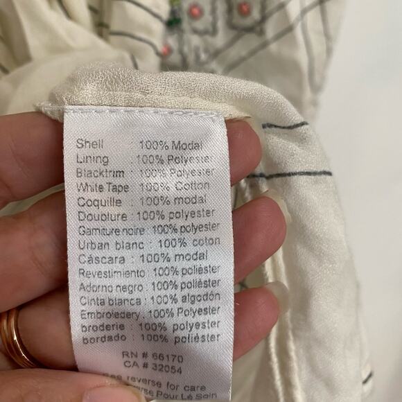 Anthropologie Vineet Bahl Cream Brielle Embroidered Blouse Sz S - Picture 8 of 13